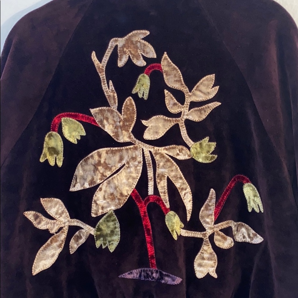ZARA BURGUNDY PATCHWORK VELVET BOMBER JACKET - Picture 5 of 5